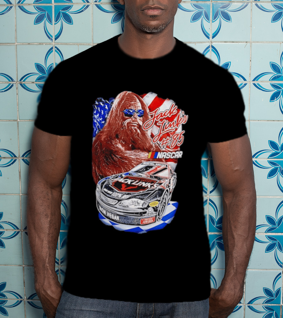 Jack Link's Bigfoot #85 NASCAR American Flag Non Vegan T-Shirt