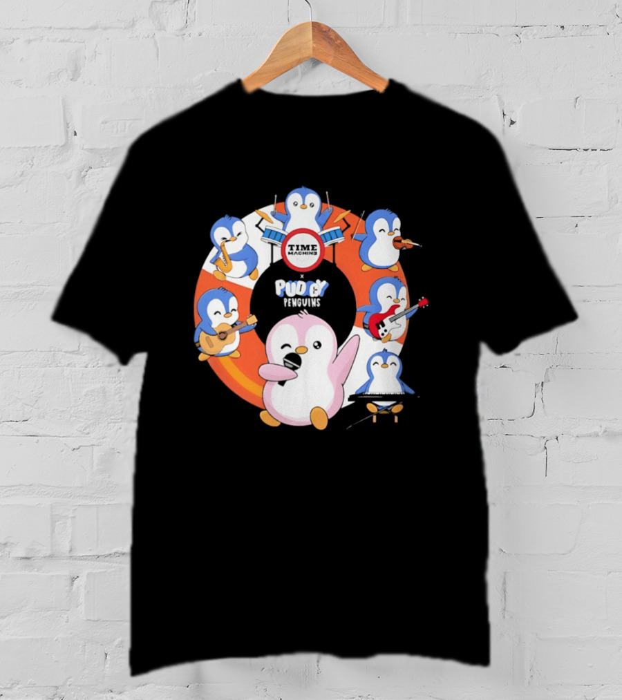 Pudgy Penguins Time Machine Band Musical Penguins Party T-Shirt