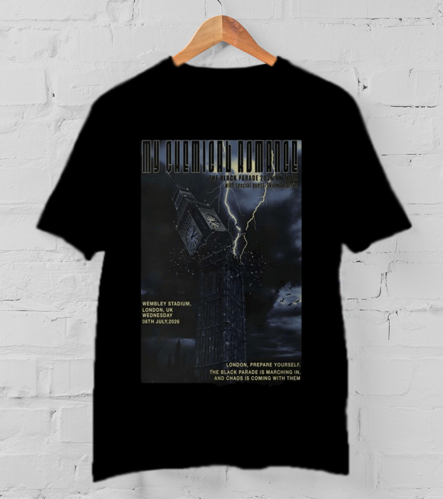 My Chemical Romance The Black Parade 2026 UK Tour Wembley Stadium London July 8 With Skunk Anansie T-Shirt