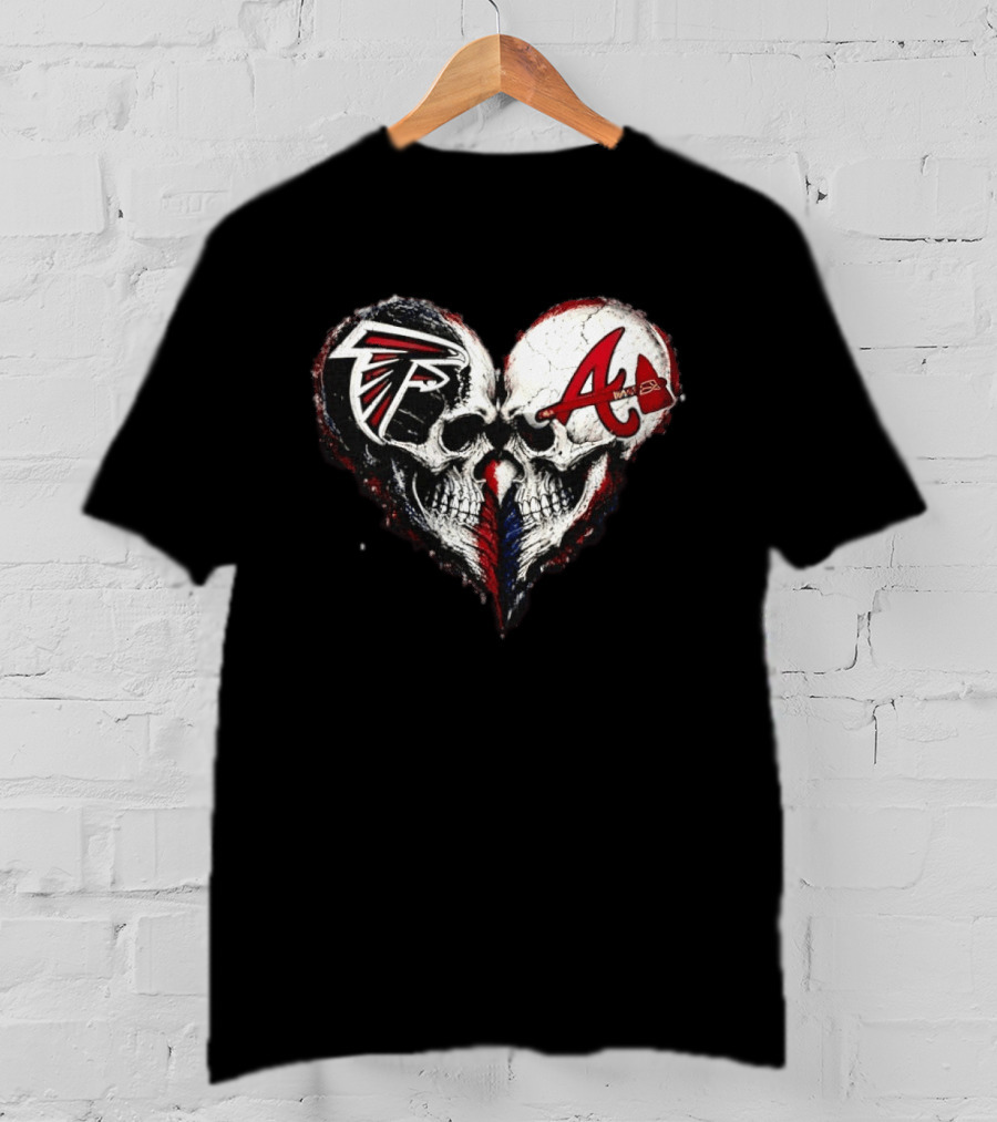 Atlanta Falcons And Atlanta Braves Skull Heart T-Shirt