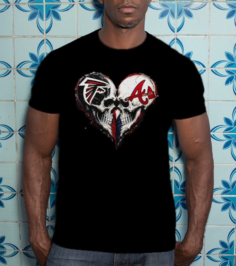 Atlanta Falcons And Atlanta Braves Skull Heart T-Shirt