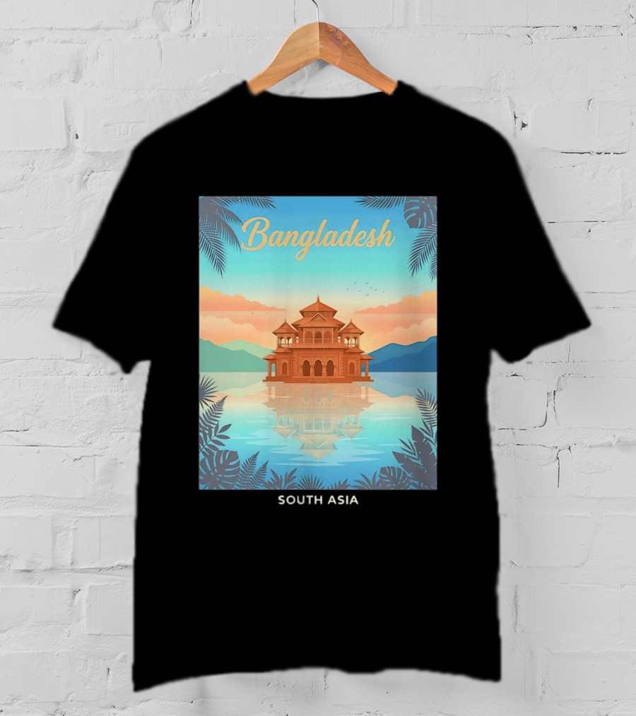 Bangladesh South Asia Travel Mosque On Water T-Shirt
