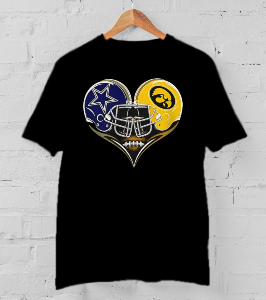 Dallas Cowboys And Iowa Hawkeyes Helmet Heart T-Shirt