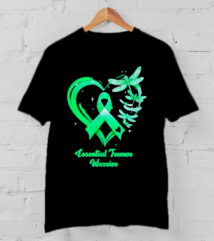 Essential Tremor Warrior Teal Ribbon Dragonfly Heart T-Shirt