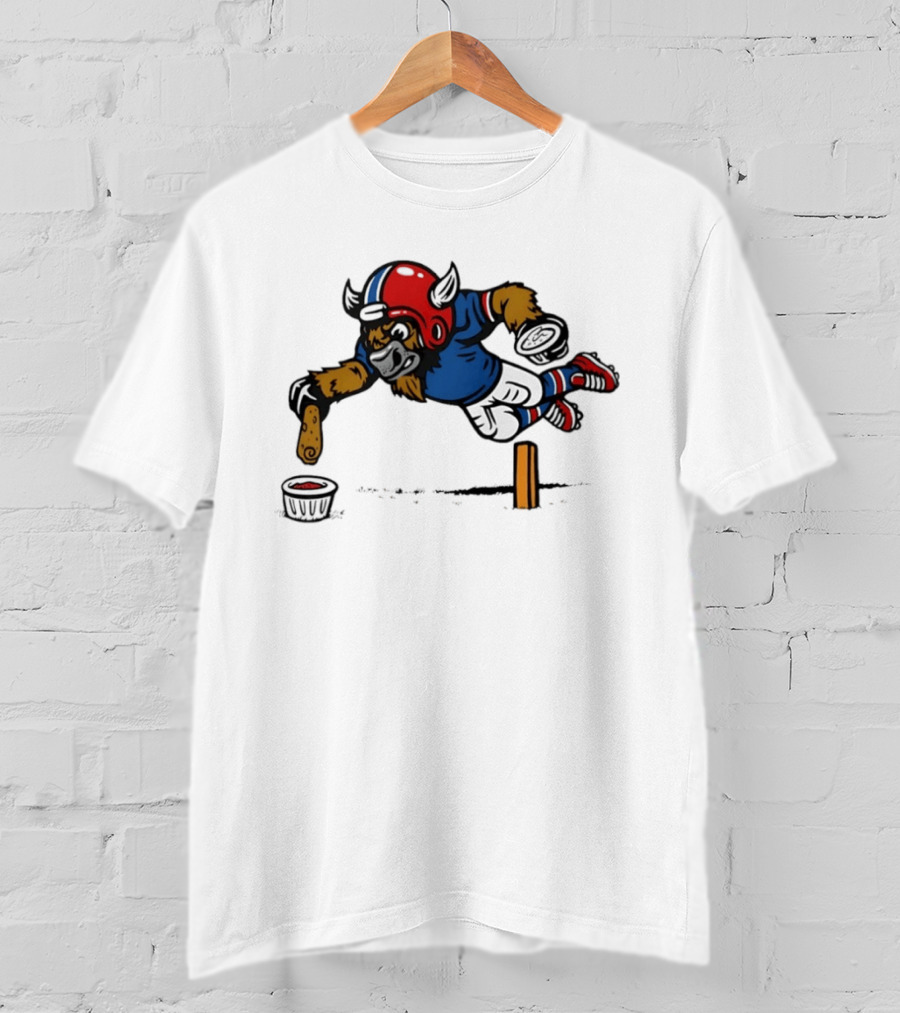 Buffalo Bills Pizza Logs Football Jumping Buffalo With Helmet And Snack T-Shirt