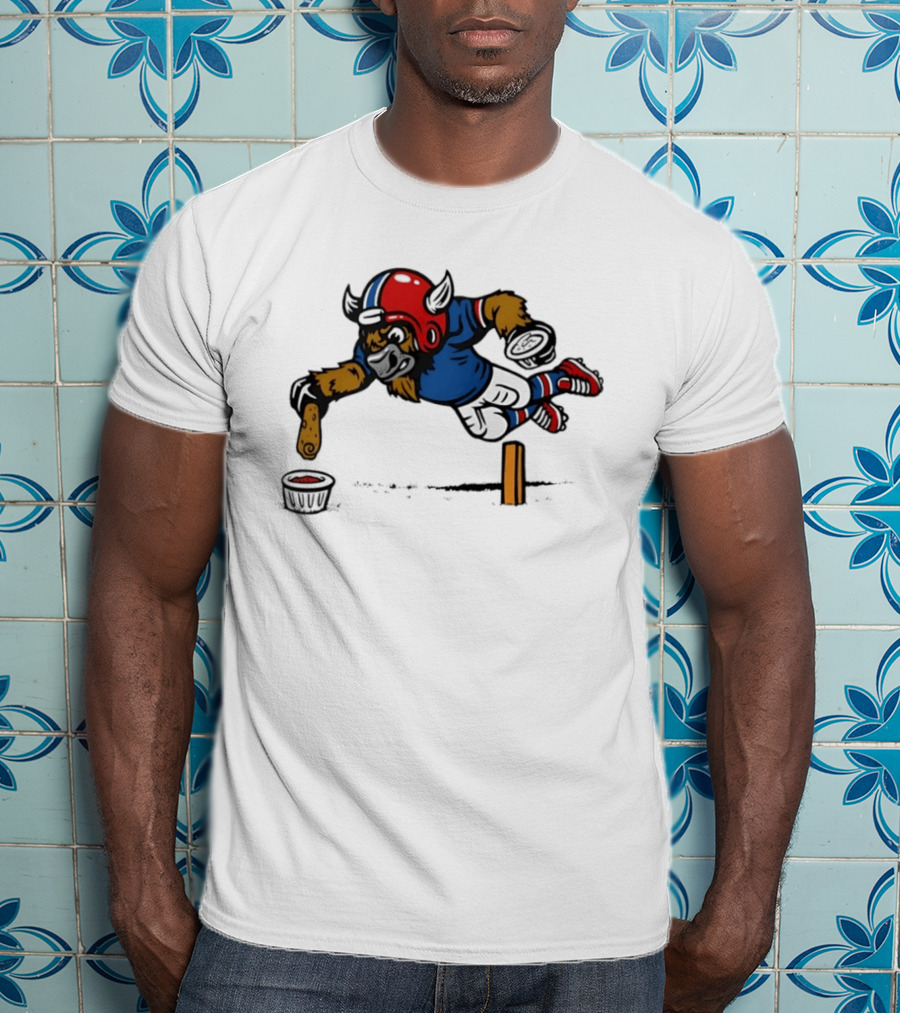 Buffalo Bills Pizza Logs Football Jumping Buffalo With Helmet And Snack T-Shirt