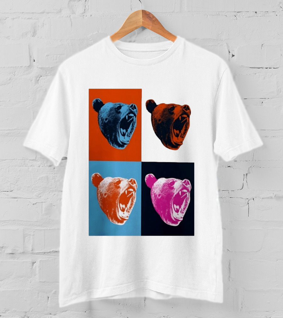 Chicago Bears 2026 Draft Party Pop Art Bear Heads Color Variations T-Shirt
