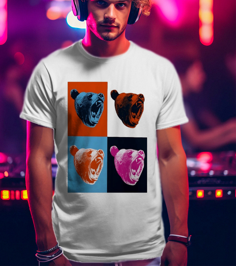 Chicago Bears 2026 Draft Party Pop Art Bear Heads Color Variations T-Shirt