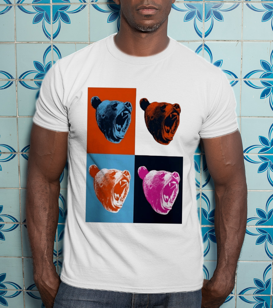 Chicago Bears 2026 Draft Party Pop Art Bear Heads Color Variations T-Shirt