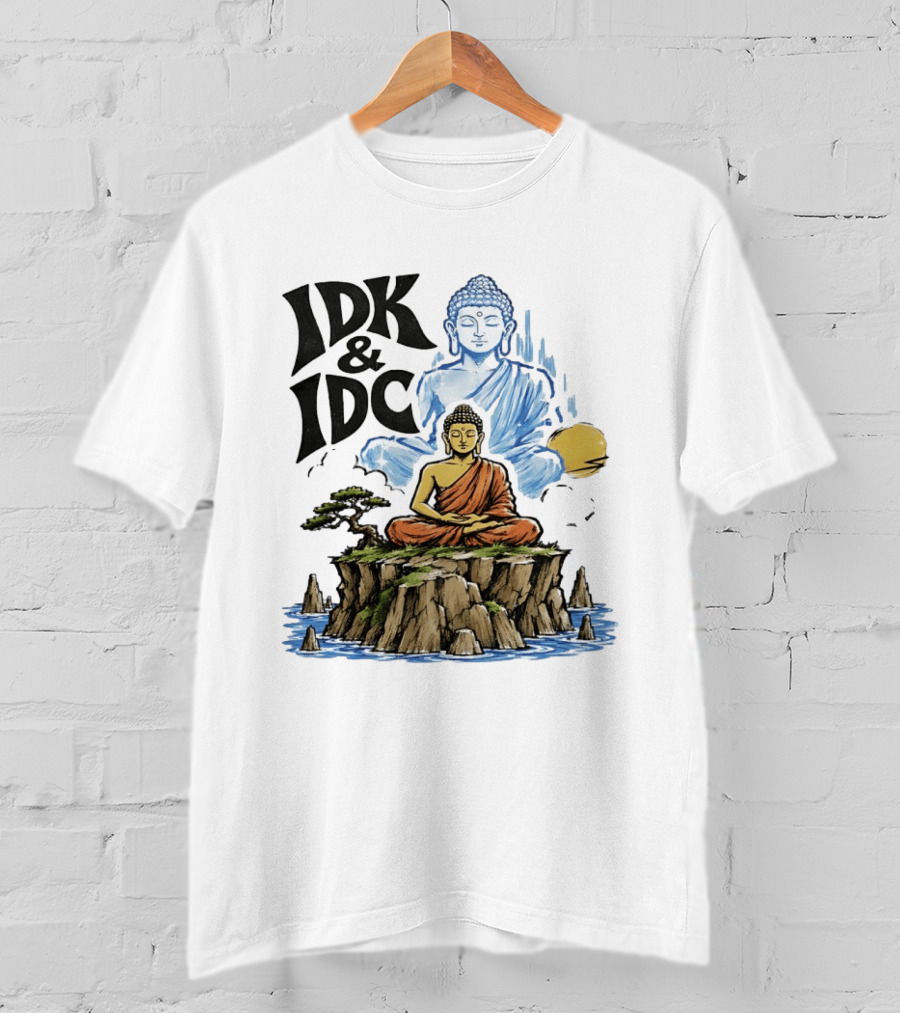 IDK IDC Buddha Meditating On Island With Zen Vibes And Spiritual Calm T-Shirt