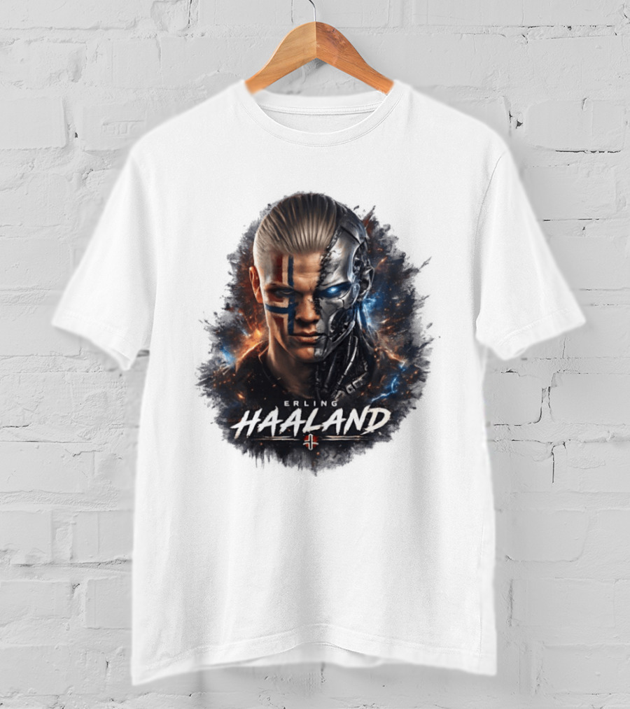Erling Haaland Cyborg Manchester City Nordic Warrior T-Shirt