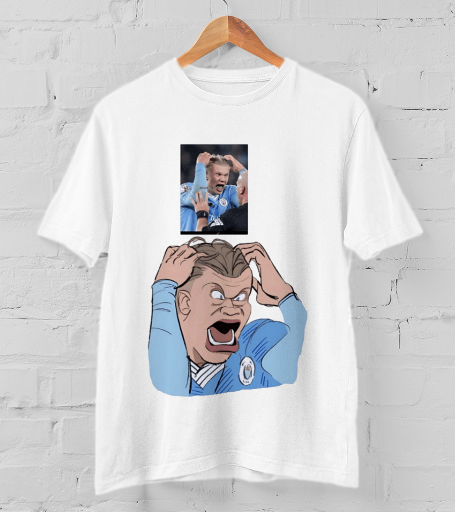 Erling Haaland Frustrated Screaming Football Cartoon Referee Reaction T-Shirt
