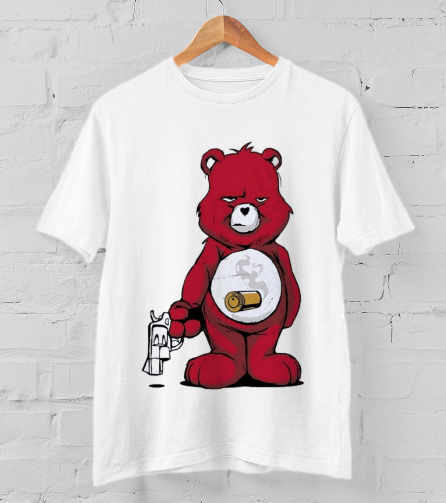 Red Bear With Revolver .38 Special Bullet Smoke T-Shirt