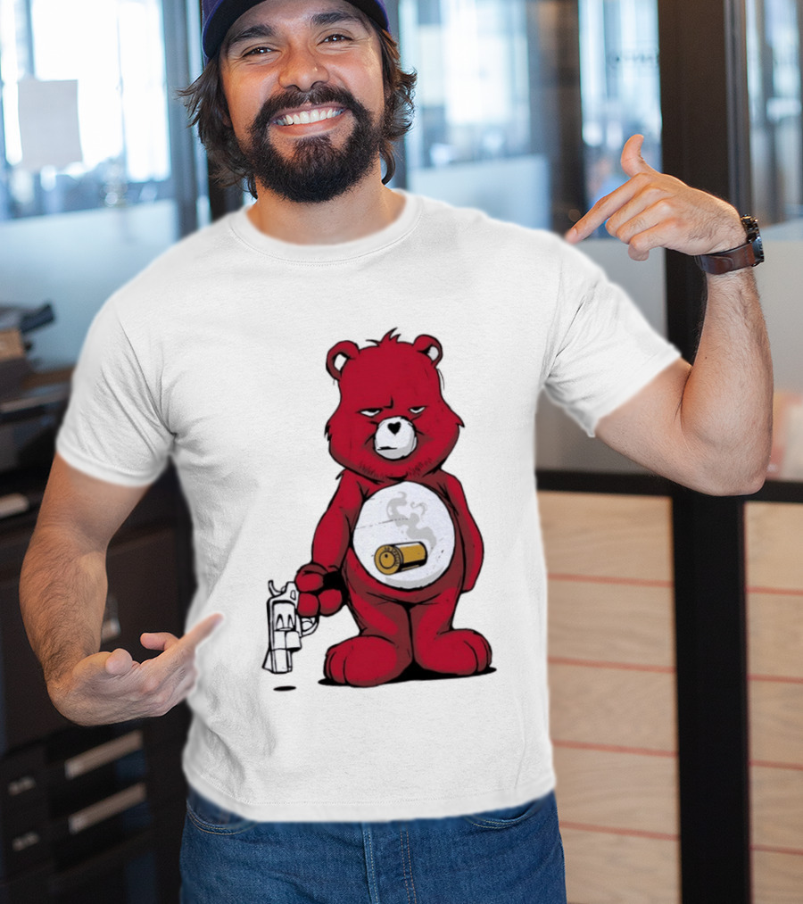Red Bear With Revolver .38 Special Bullet Smoke T-Shirt