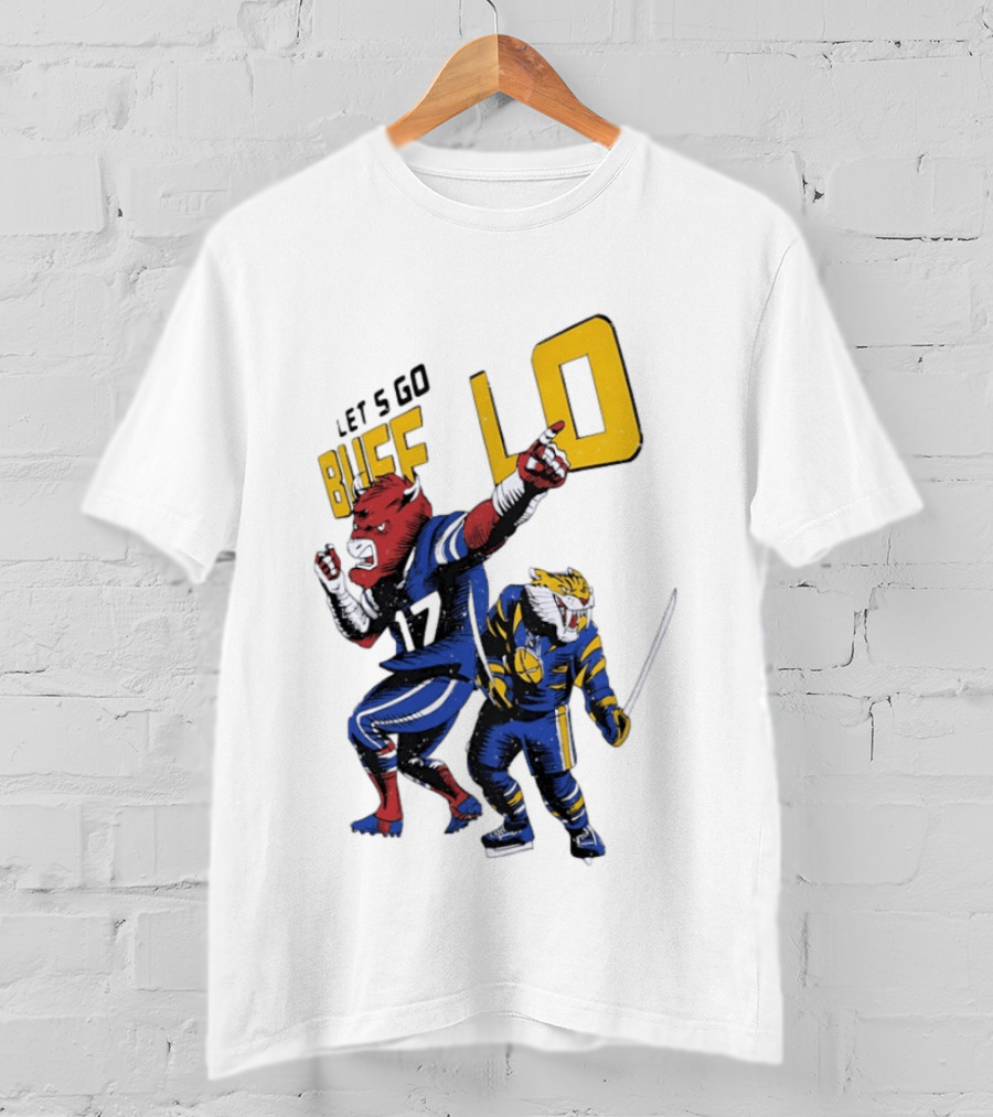 Let's Go Buffalo 17 Distressed Sports Mascots Football And Hockey T-Shirt