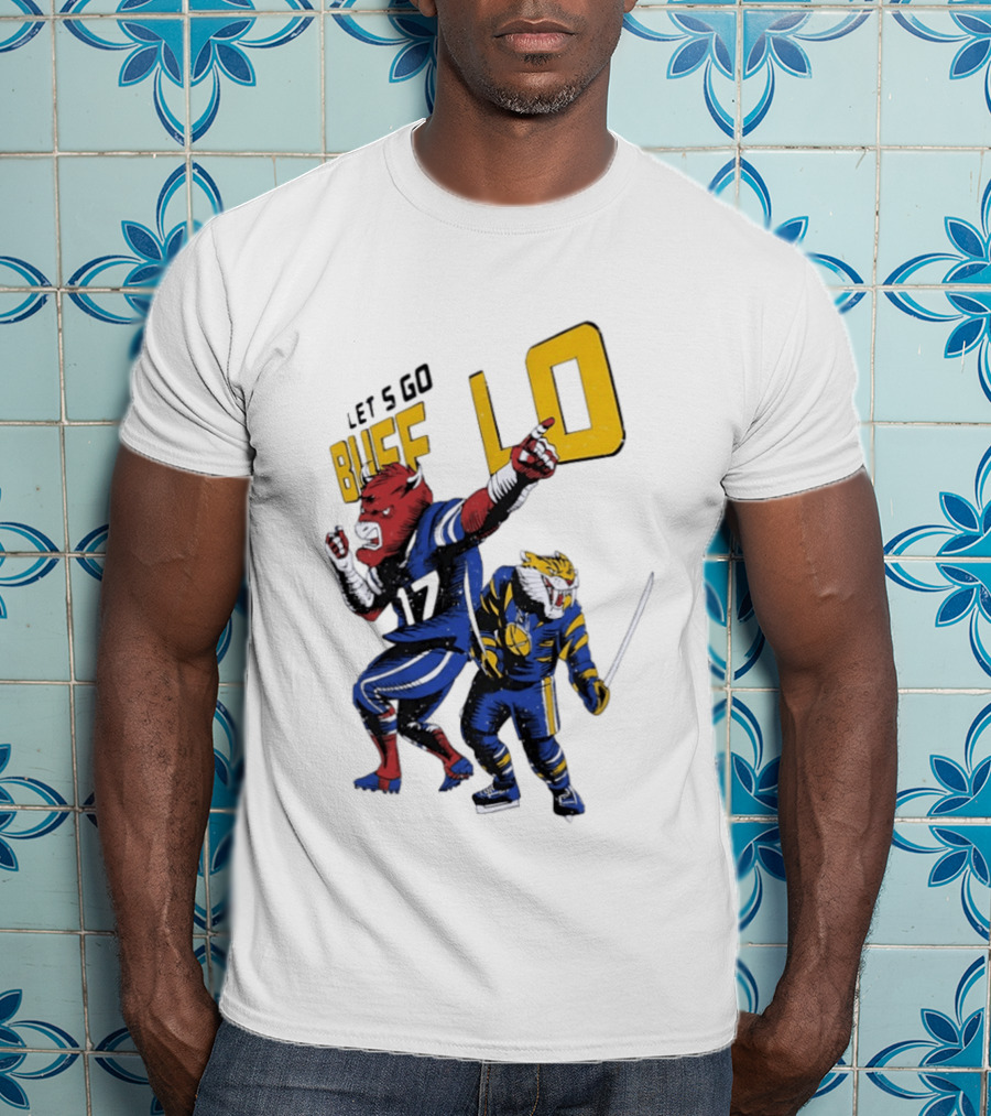 Let's Go Buffalo 17 Distressed Sports Mascots Football And Hockey T-Shirt