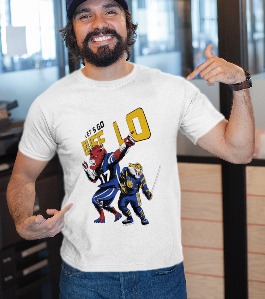 Let's Go Buffalo 17 Distressed Sports Mascots Football And Hockey T-Shirt