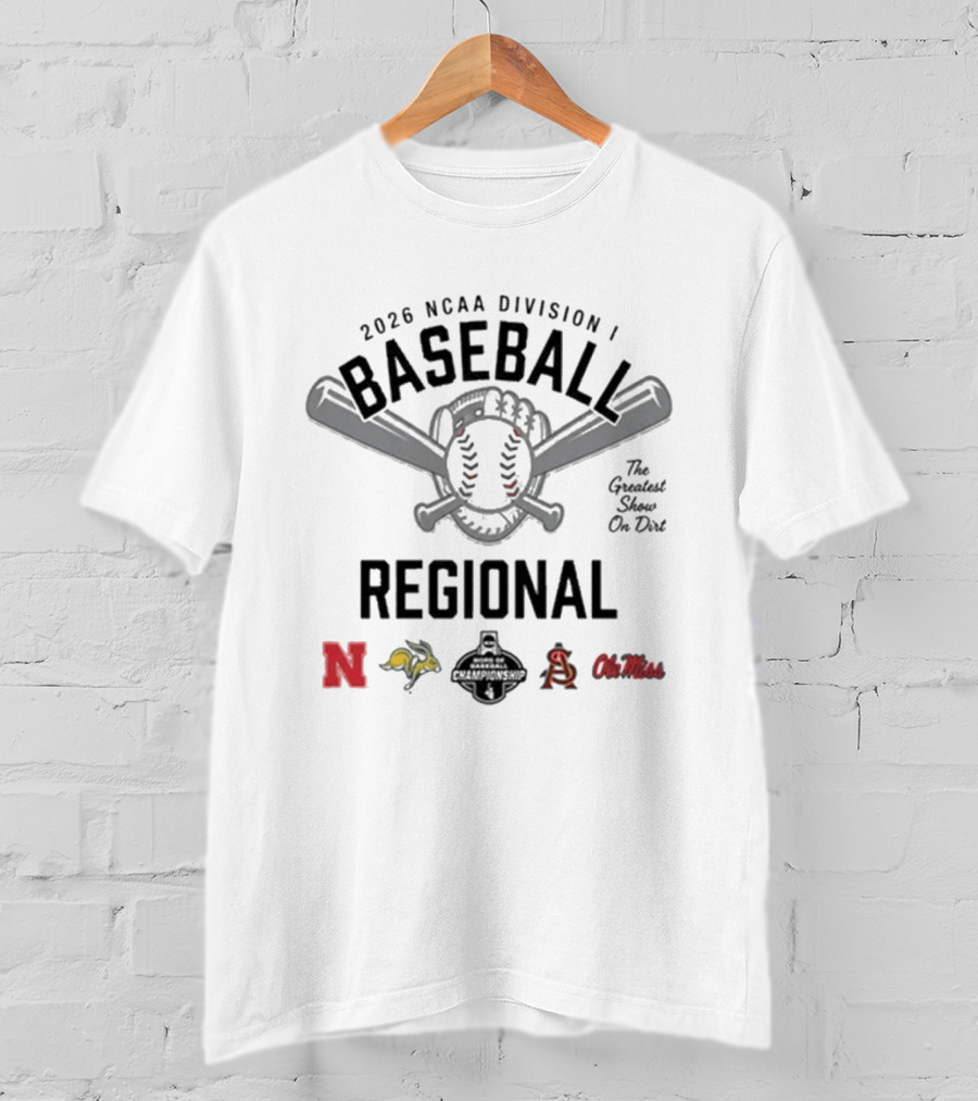 2026 NCAA Division I Baseball Regional Nebraska Ole Miss Arizona State Grand Canyon Fighting Hawks T-Shirt