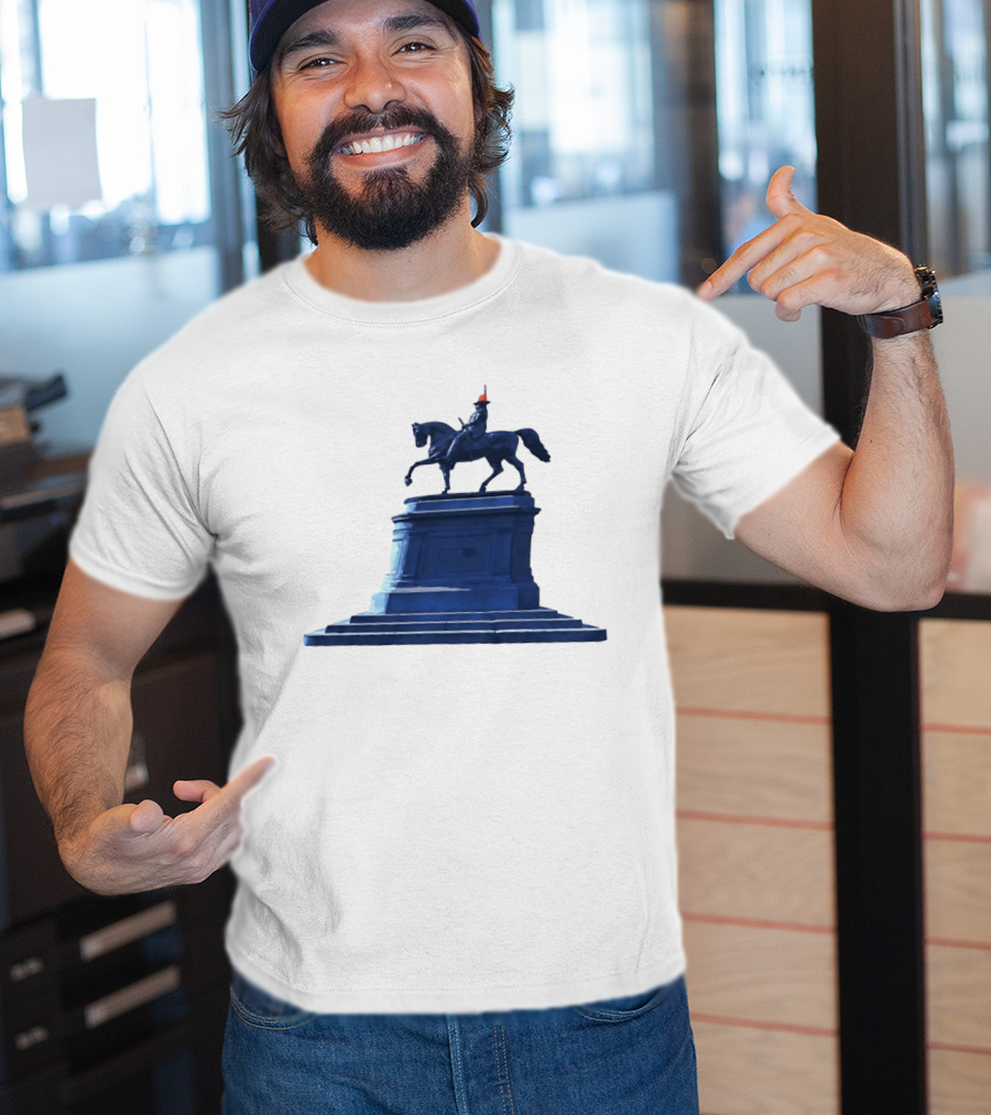 No Scotland No Party Tartan Takeover USA '26 Equestrian Statue With Traffic Cone T-Shirt