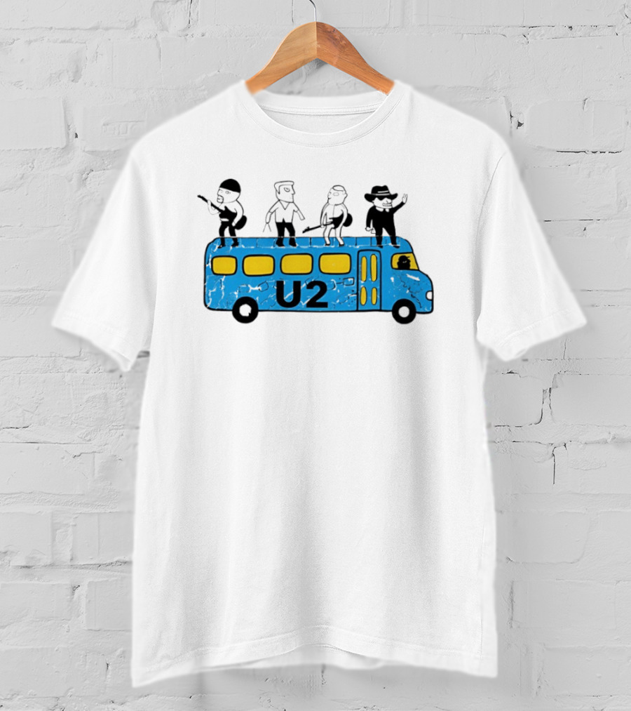 U2 Band Cartoon Bus Music Group On Tour T-Shirt
