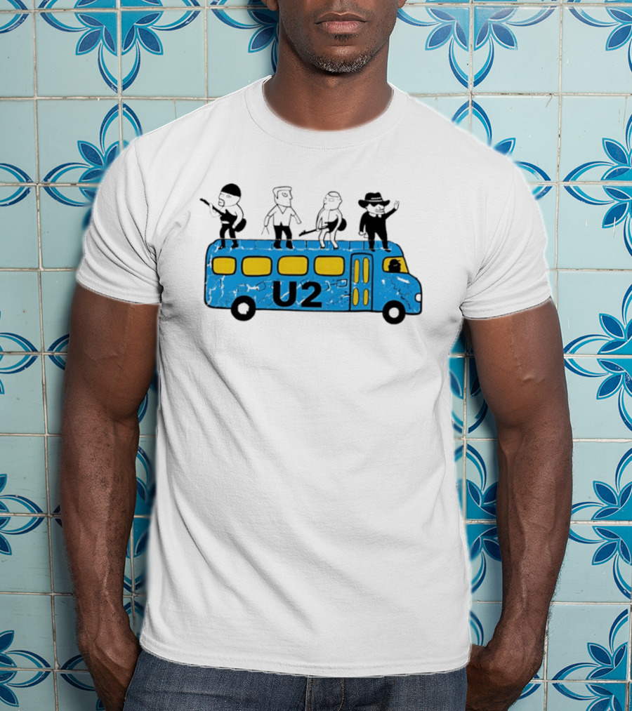 U2 Band Cartoon Bus Music Group On Tour T-Shirt