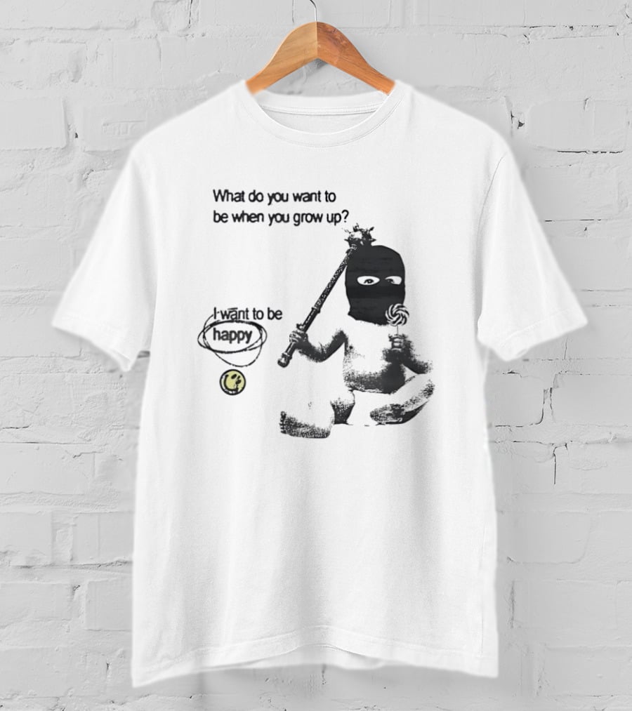 What Do You Want To Be When You Grow Up I Want To Be Happy Baby Ninja With Lollipop T-Shirt