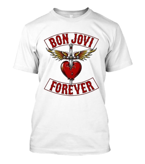 Bon Jovi Forever Heart With Wings And Dagger T-Shirt