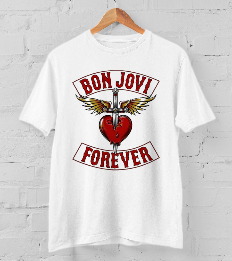 Bon Jovi Forever Heart With Wings And Dagger T-Shirt