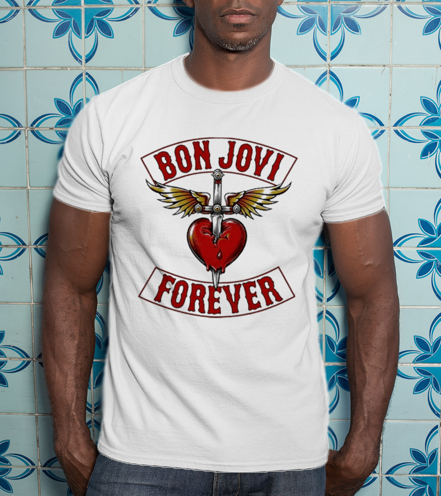 Bon Jovi Forever Heart With Wings And Dagger T-Shirt