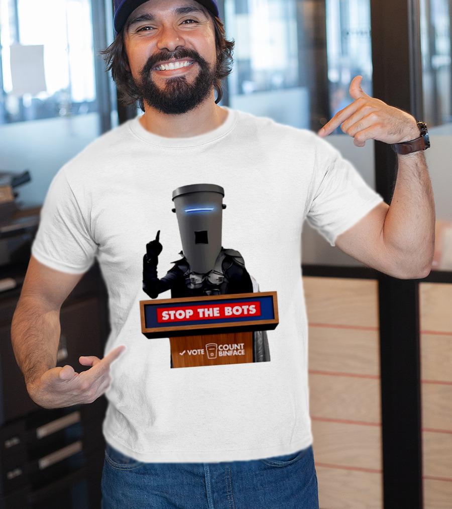 Stop The Bots Vote Count Binface UK Politics T-Shirt