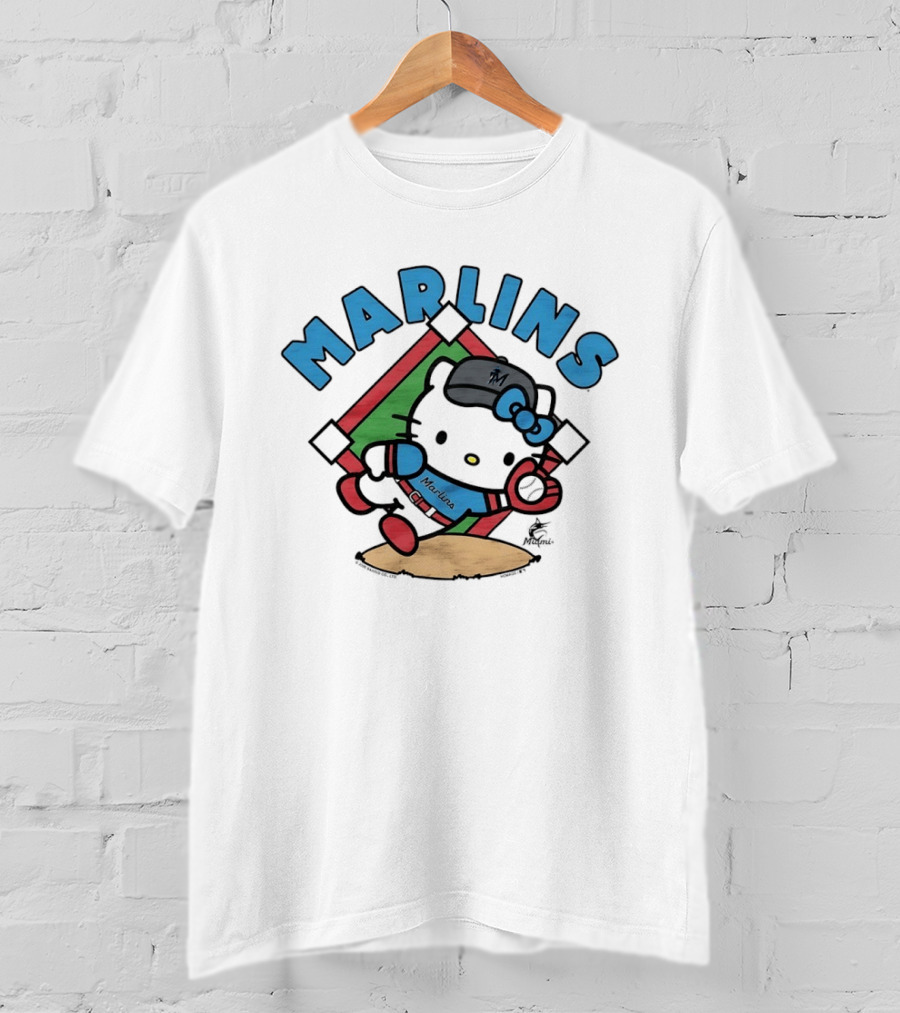 Hello Kitty Miami Marlins Catch Collaboration T-Shirt