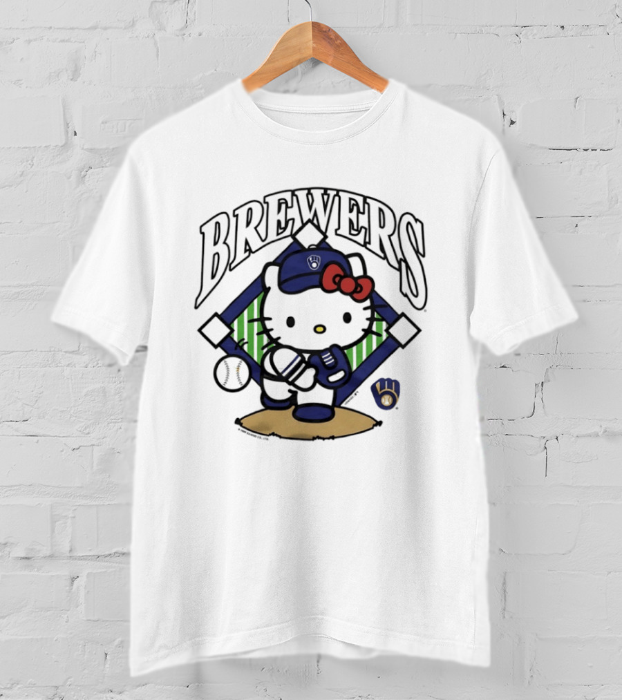 Hello Kitty Milwaukee Brewers Baseball Collaboration T-Shirt