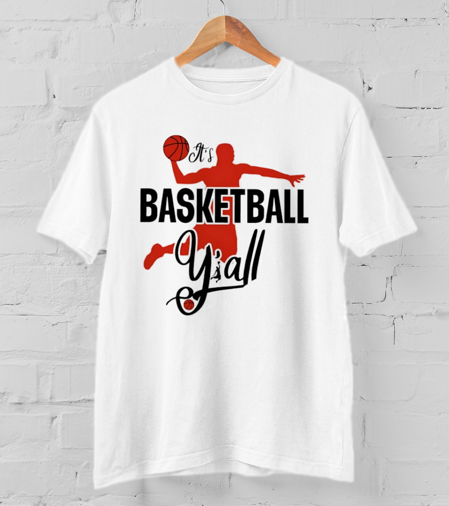 Basketball Y'all Dunking Silhouette And Ball In Red T-Shirt
