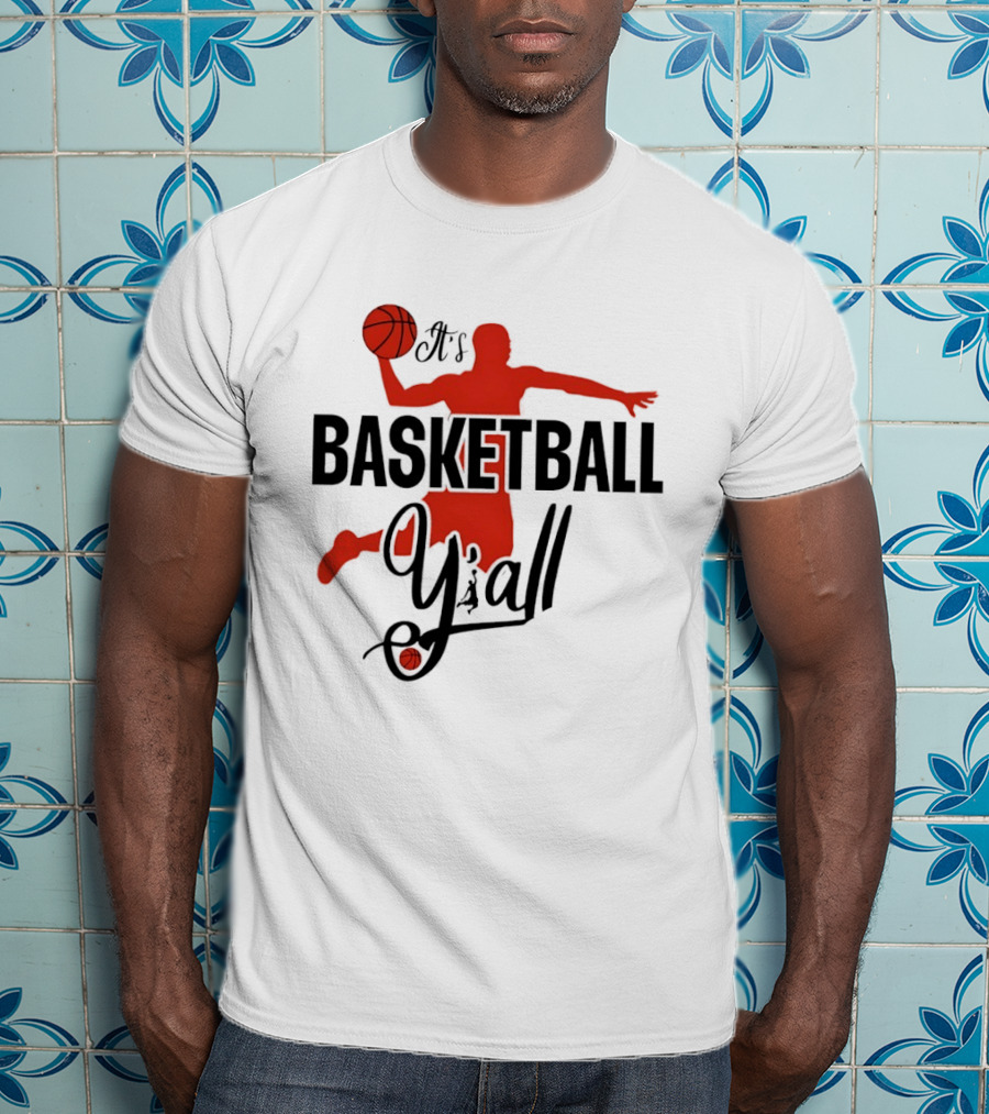 Basketball Y'all Dunking Silhouette And Ball In Red T-Shirt