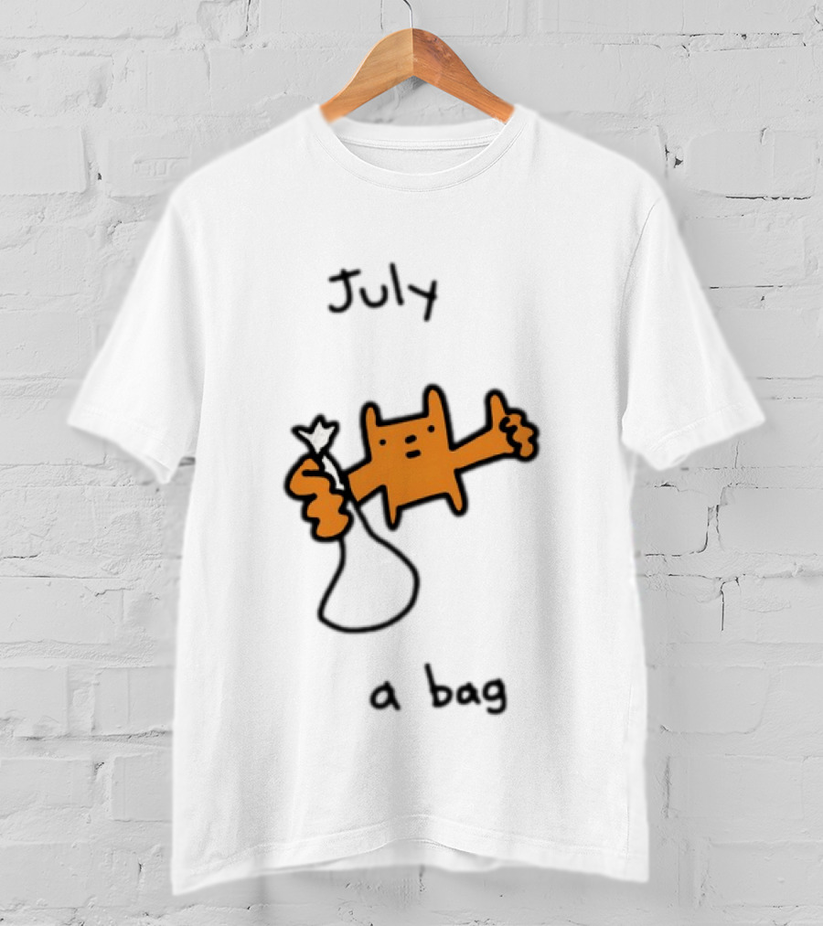 July A Bag Orange Character Doodle With White Knot Balloon T-Shirt