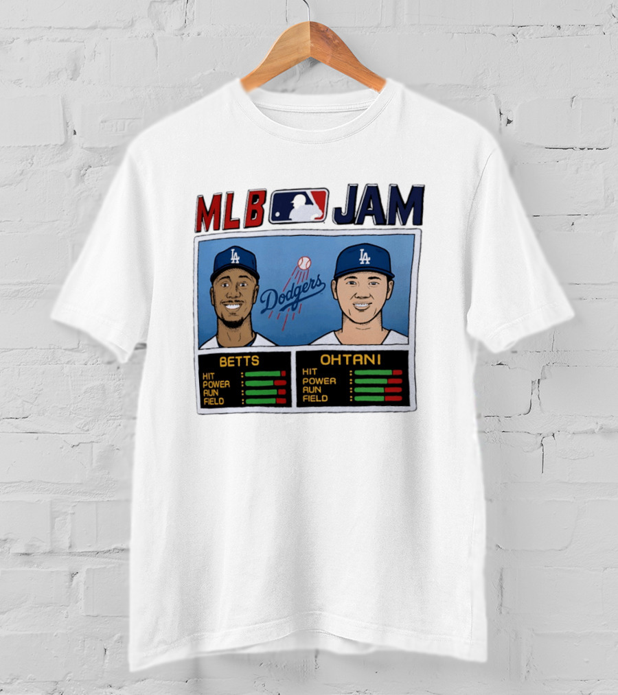 MLB Jam Mookie Betts Shohei Ohtani Dodgers Hit Power Run Field T-Shirt