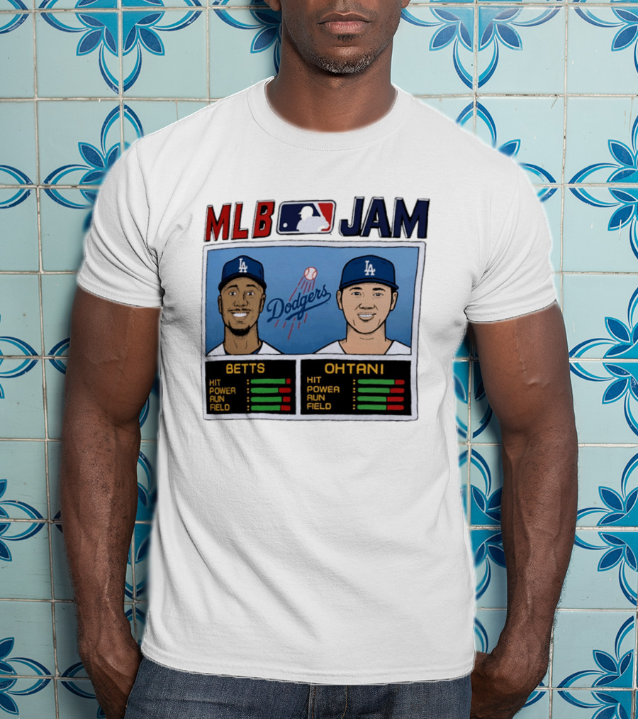 MLB Jam Mookie Betts Shohei Ohtani Dodgers Hit Power Run Field T-Shirt