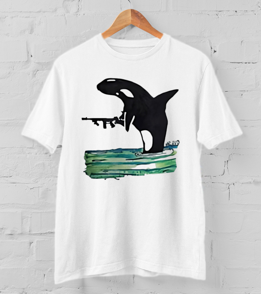 Orca Whale Holding A Machine Gun T-Shirt