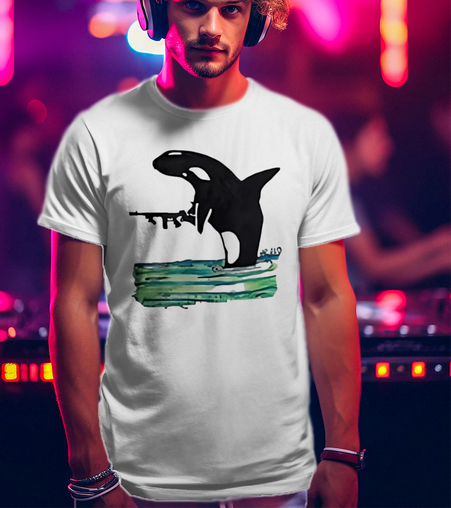 Orca Whale Holding A Machine Gun T-Shirt