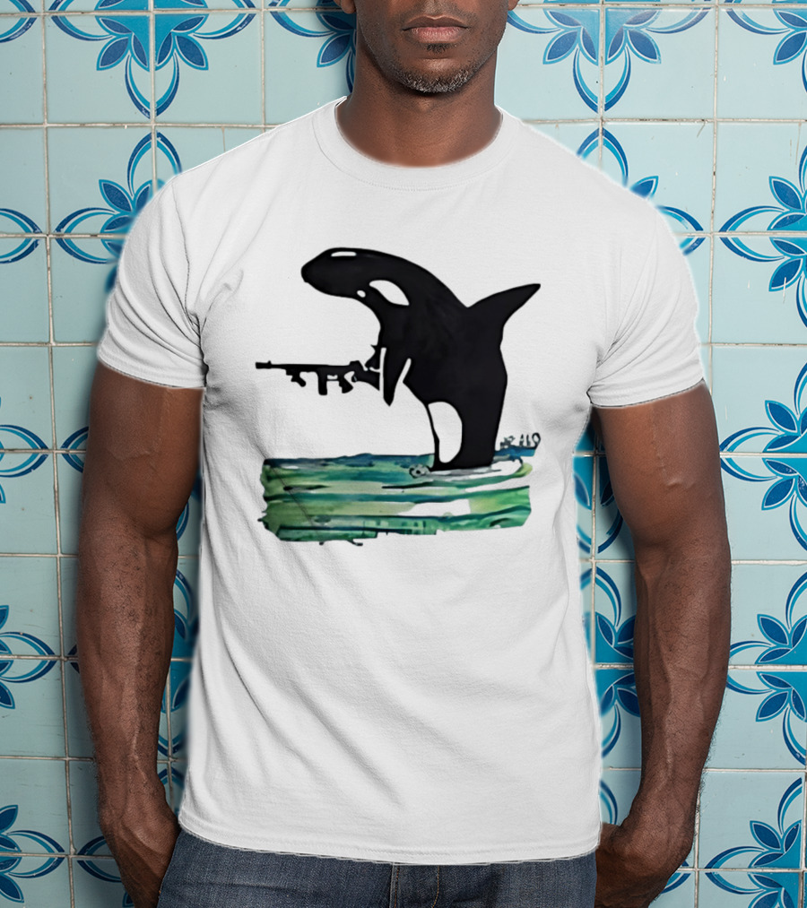 Orca Whale Holding A Machine Gun T-Shirt