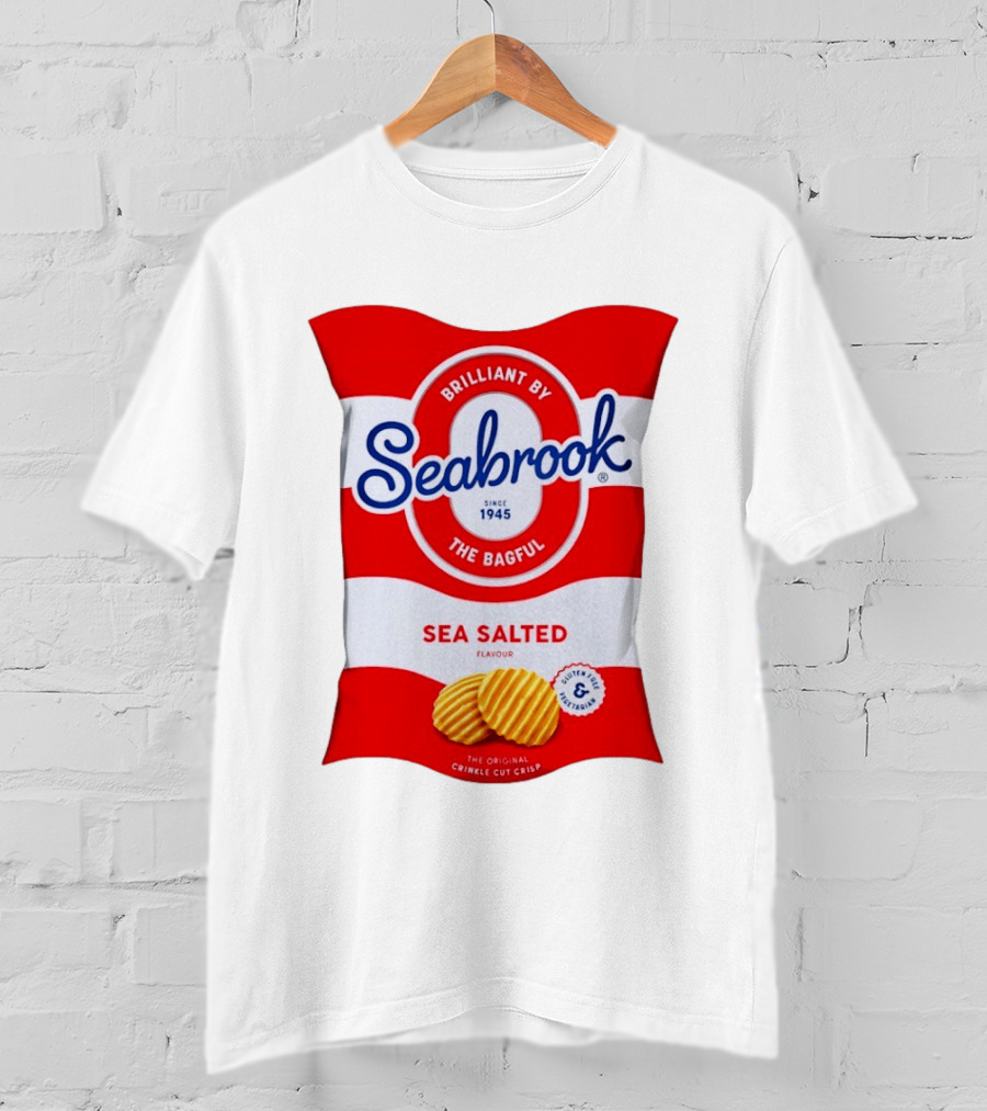 Seabrook Brilliant By The Bagful Sea Salted Flavour Since 1945 Crinkle Cut Crisps Gluten Free Vegetarian T-Shirt
