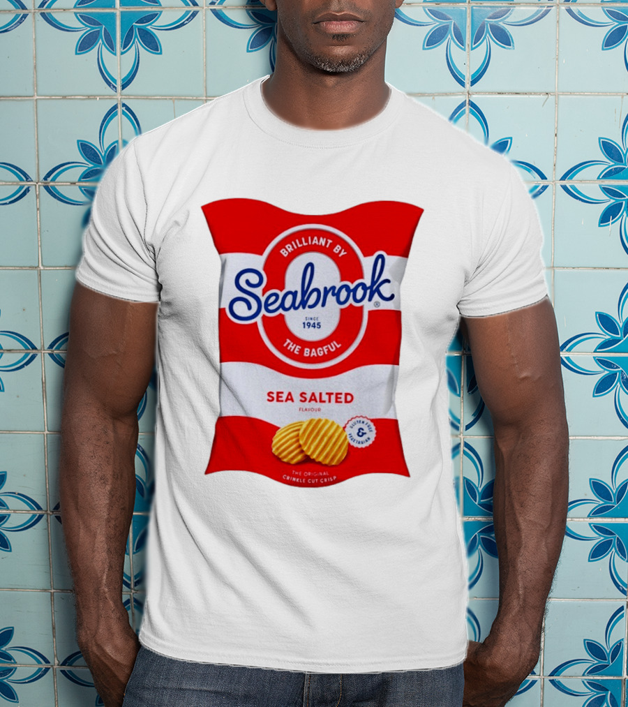 Seabrook Brilliant By The Bagful Sea Salted Flavour Since 1945 Crinkle Cut Crisps Gluten Free Vegetarian T-Shirt