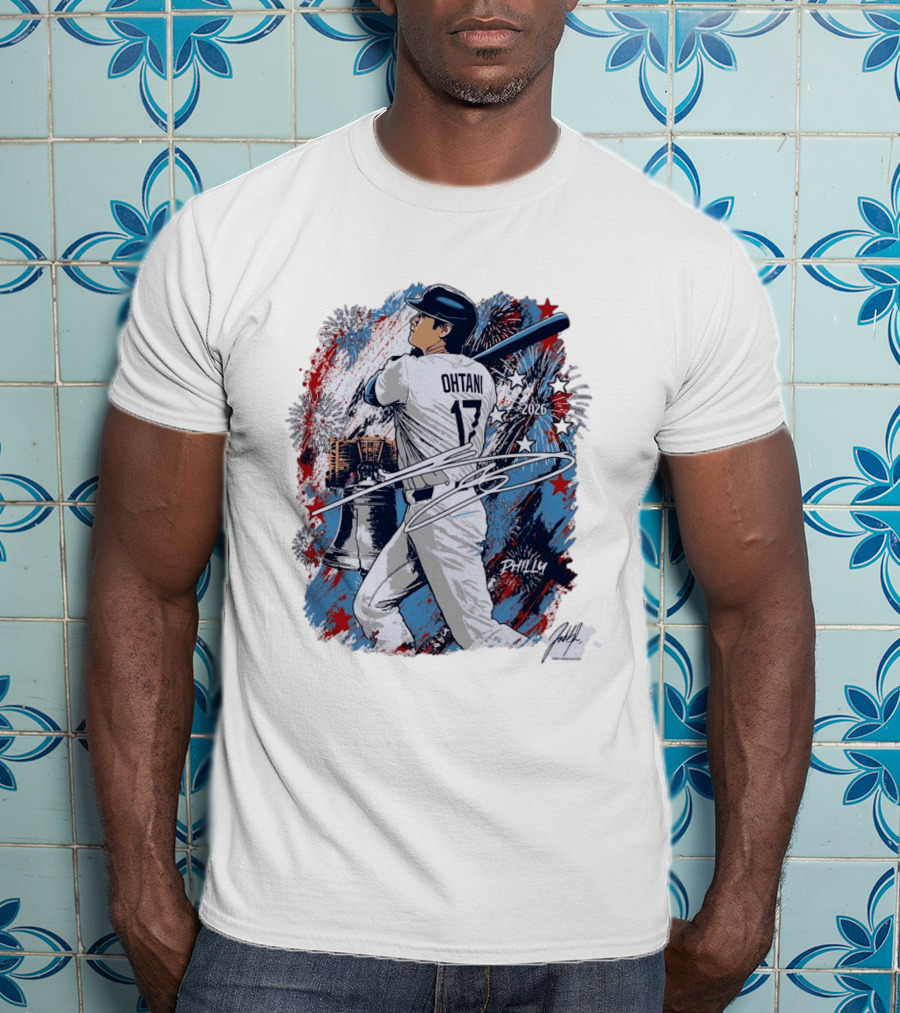 Shohei Ohtani 2026 Philly Liberty Bell Baseball Fireworks T-Shirt