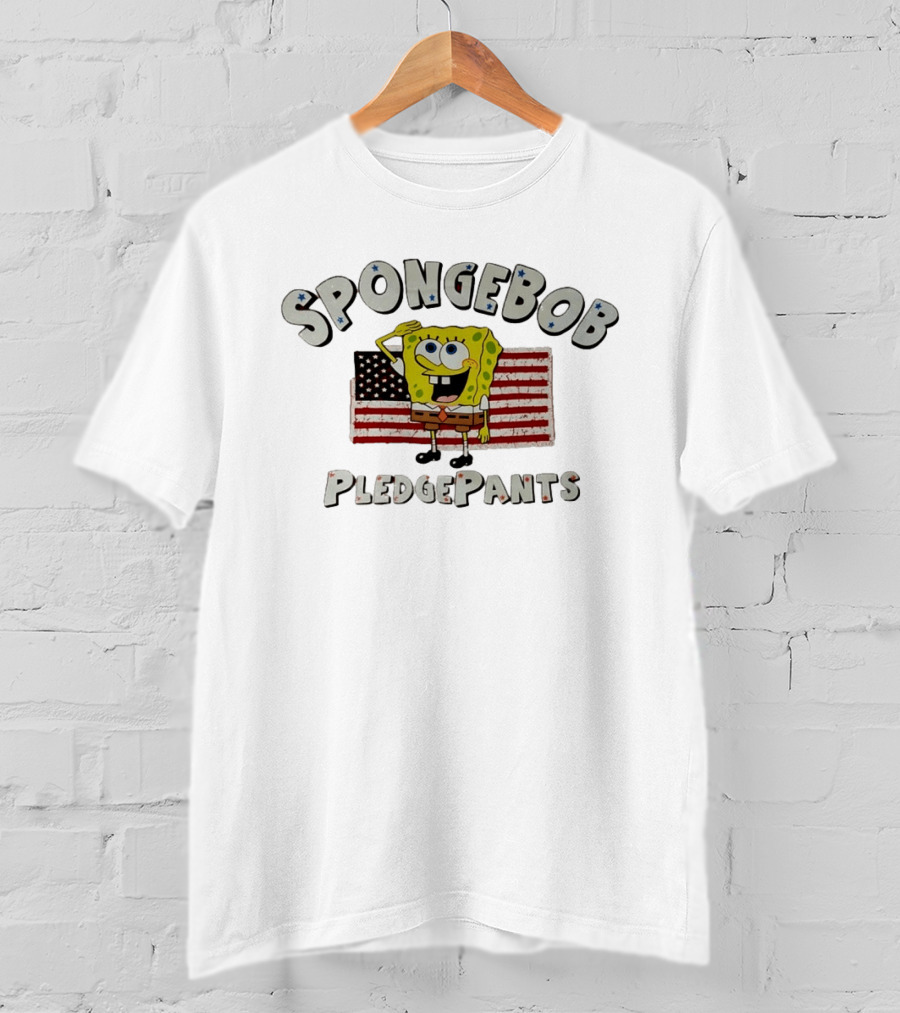 Spongebob Pledgepants American Flag Salute T-Shirt