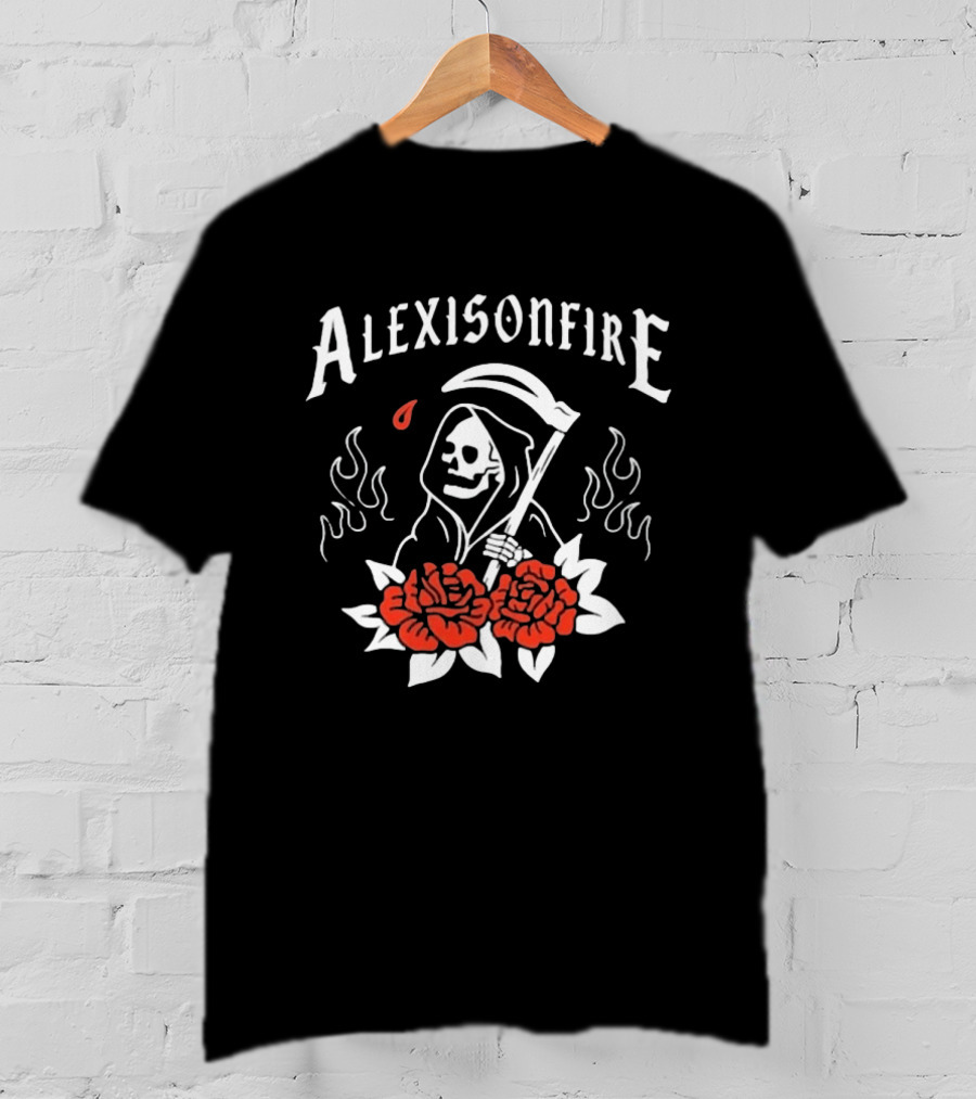 Alexisonfire Grim Reaper 2001 Skull Roses Flames T-Shirt
