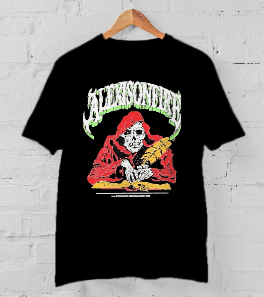Alexisonfire Skelwrite Grim Reaper Scribe With Quill T-Shirt