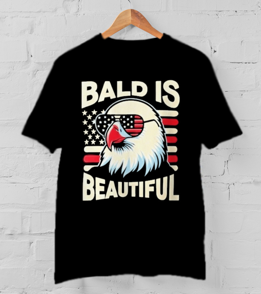 Bald Is Beautiful USA Patriotic Eagle Stars And Stripes T-Shirt
