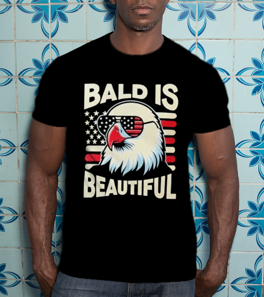 Bald Is Beautiful USA Patriotic Eagle Stars And Stripes T-Shirt