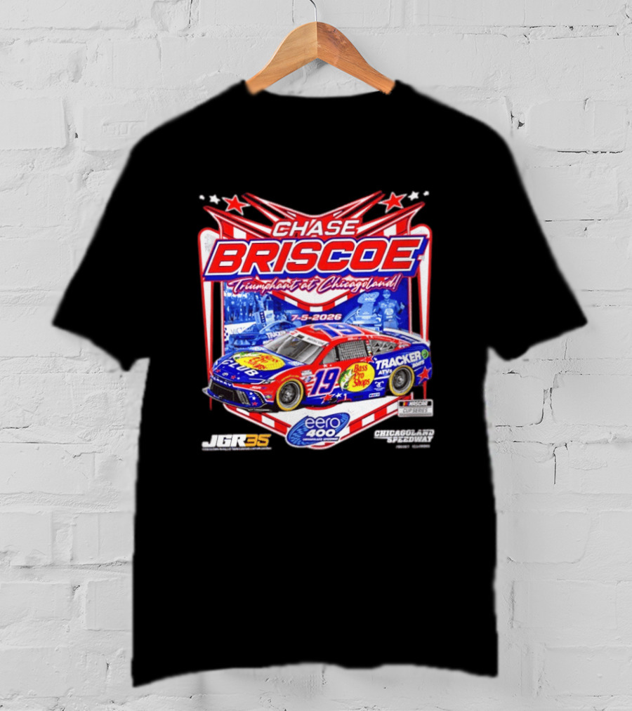 Chase Briscoe Triumph At Chicagoland July 5 2026 Eero 400 Cup Series Race Winner Bass Pro Shops 19 Tracker Boats Chicagoland Speedway T-Shirt