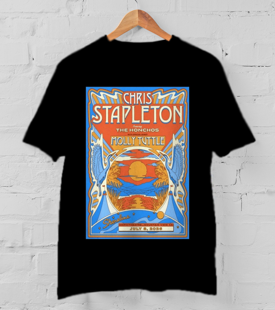 Chris Stapleton Featuring The Honchos Molly Tuttle Shoreline Amphitheatre Mountain View CA July 8 2026 T-Shirt